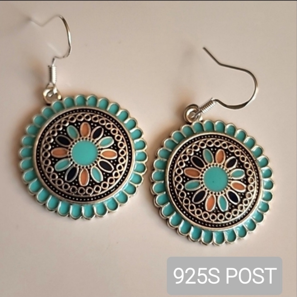 Boho Earrings Disc Colorful Beaded